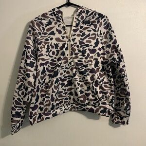 Camo Cropped Zip Up Hoodie